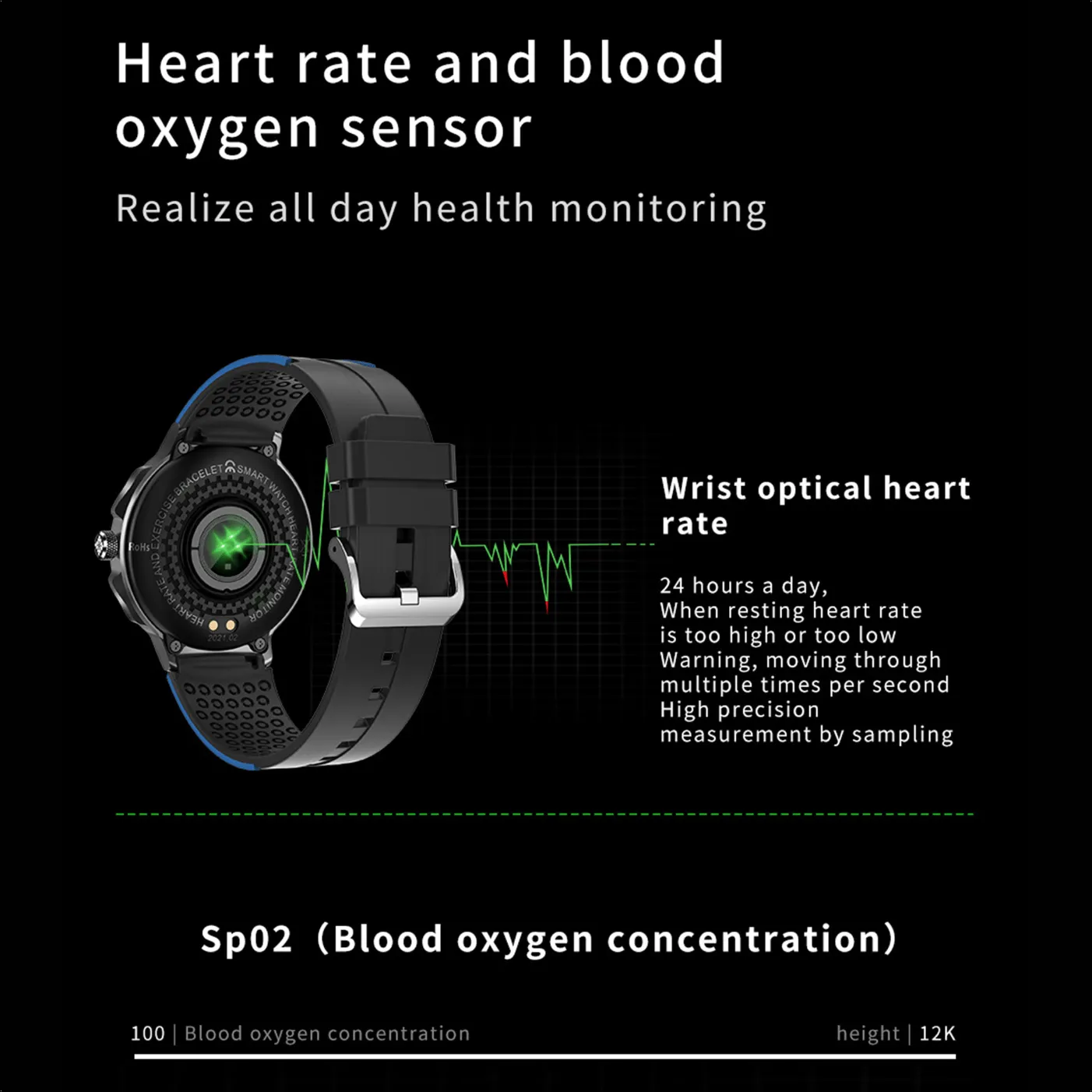 Everest Professional Sport Doctor Smartwatch Zinc Alloy Case Resistant Glass Mirror