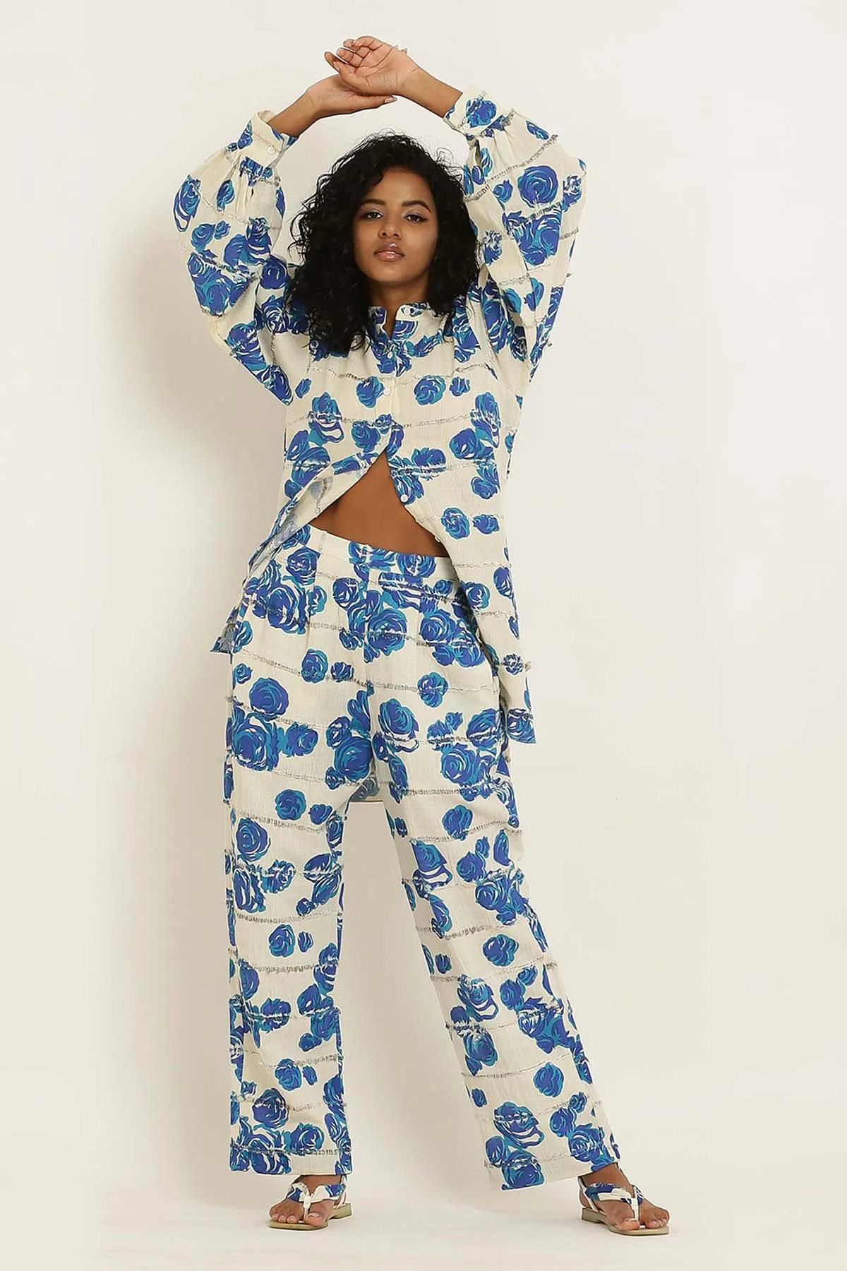 Gathered Shirt Cotton Co-ord Set