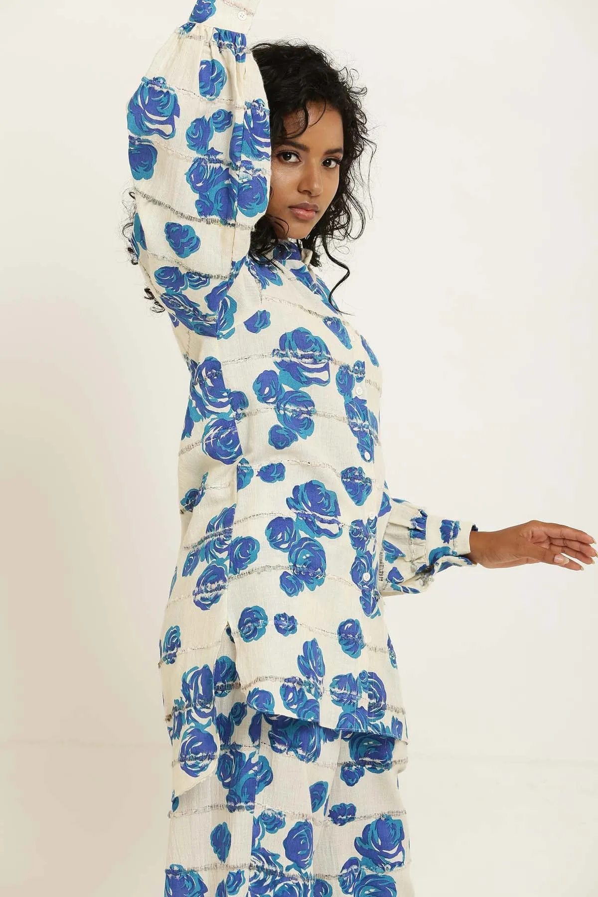 Gathered Shirt Cotton Co-ord Set