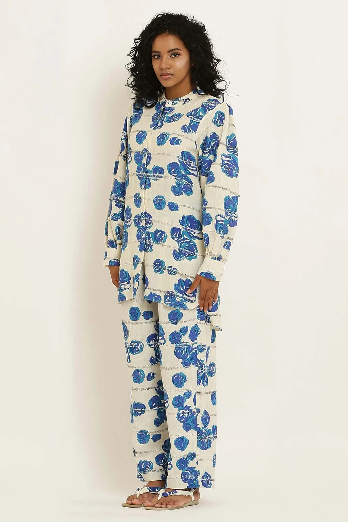 Gathered Shirt Cotton Co-ord Set