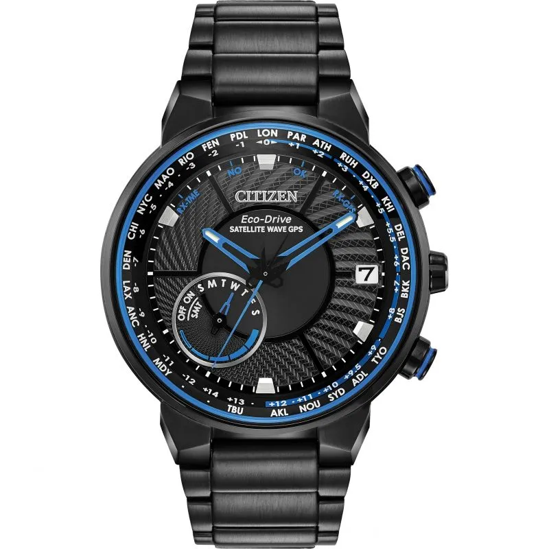 Gentlemen's Citizen Satellite Wave GPS Eco-Drive Black PVD Bracelet Watch, CC3038-51E