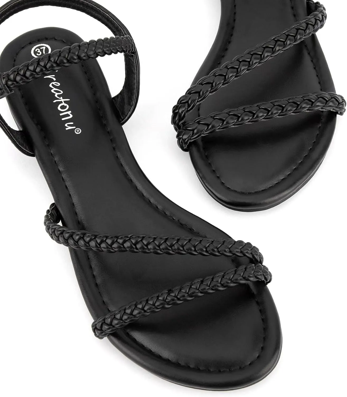 Greatonu Womens Flat Sandals Slip On Summer Gladiator Open Toe Braided Slingback Shoes