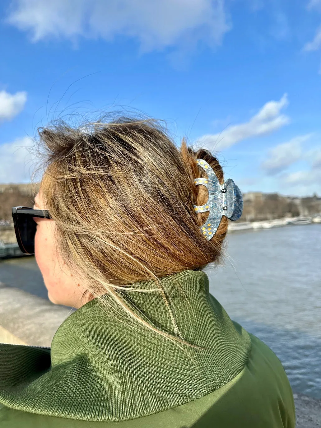 Hand-Painted Octopus Claw Hair Clip - Blue