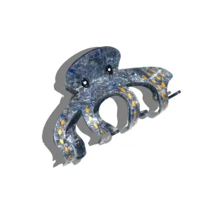 Hand-Painted Octopus Claw Hair Clip - Blue