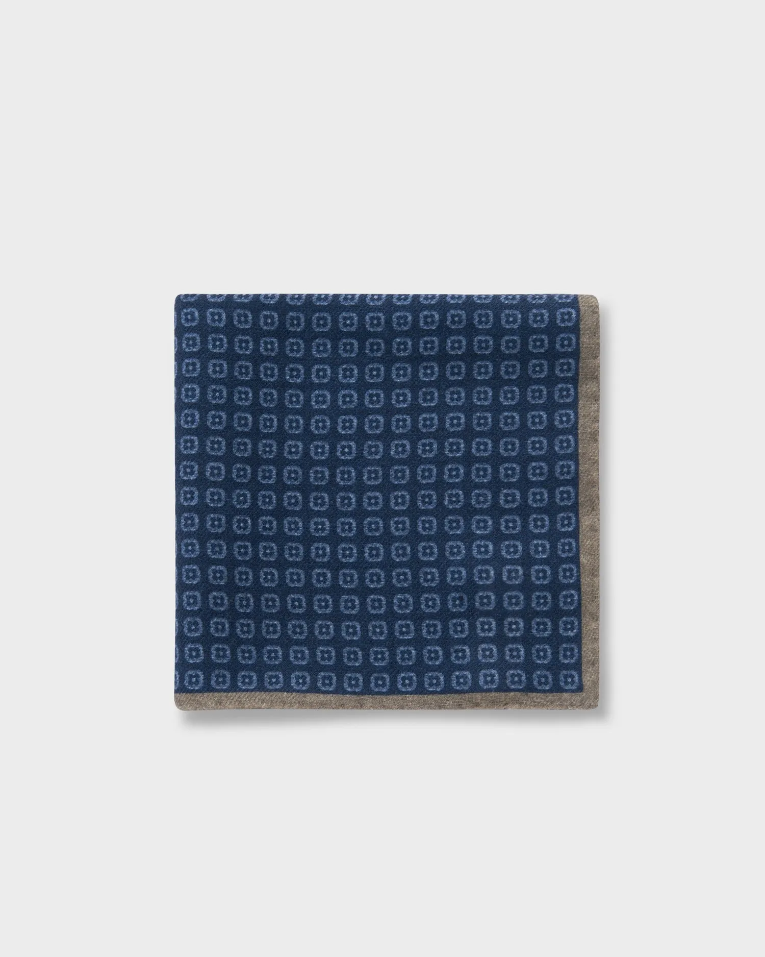 Indigo Flower Pattern Wool Pocket Square