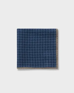 Indigo Flower Pattern Wool Pocket Square
