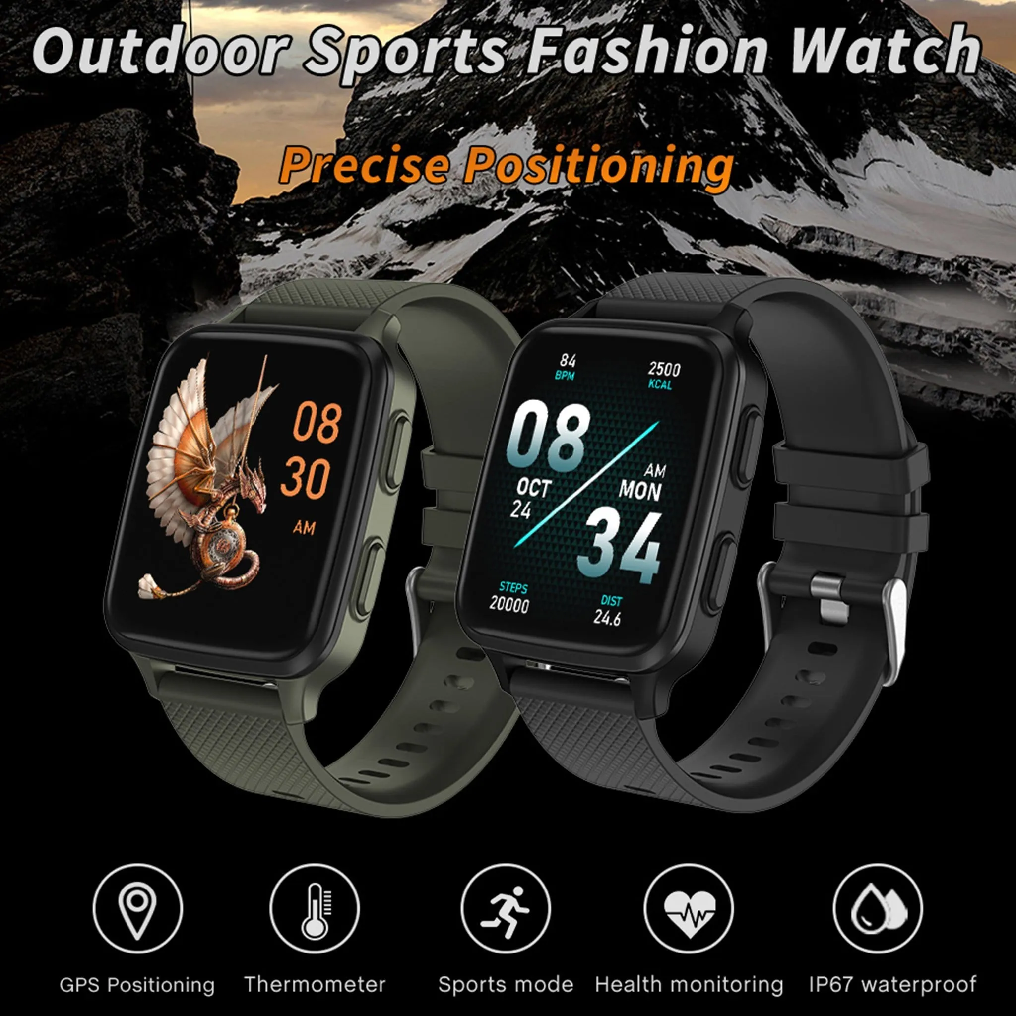 Intelligent Heart Rate Monitoring Smartwatch Blood Oxygen Body Temperature