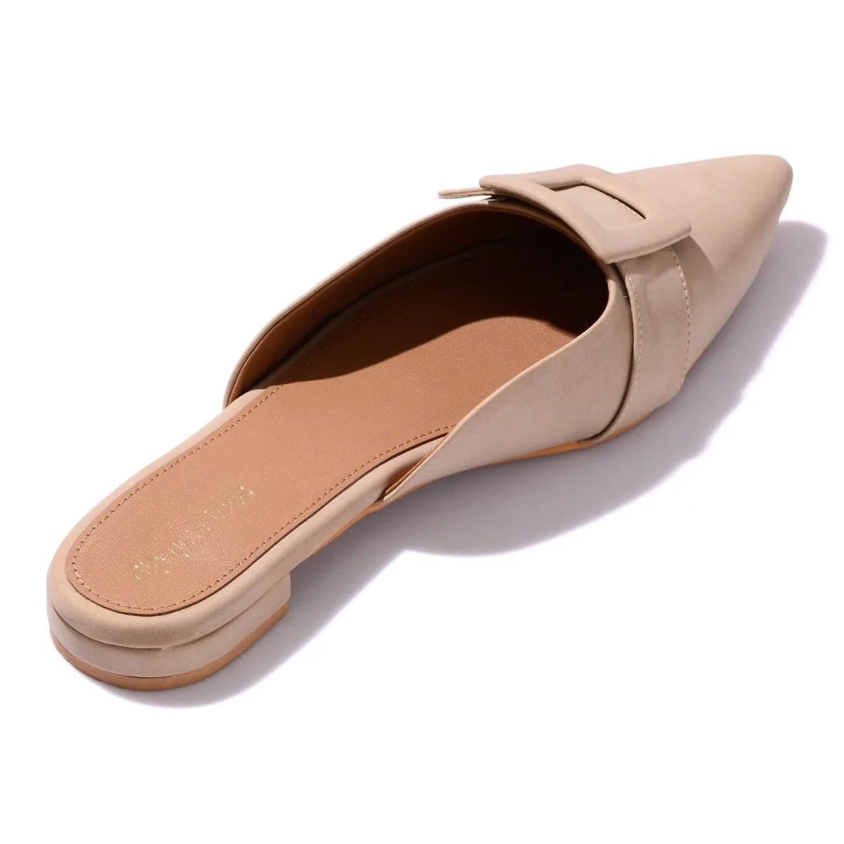 Ivory Buckled Mules
