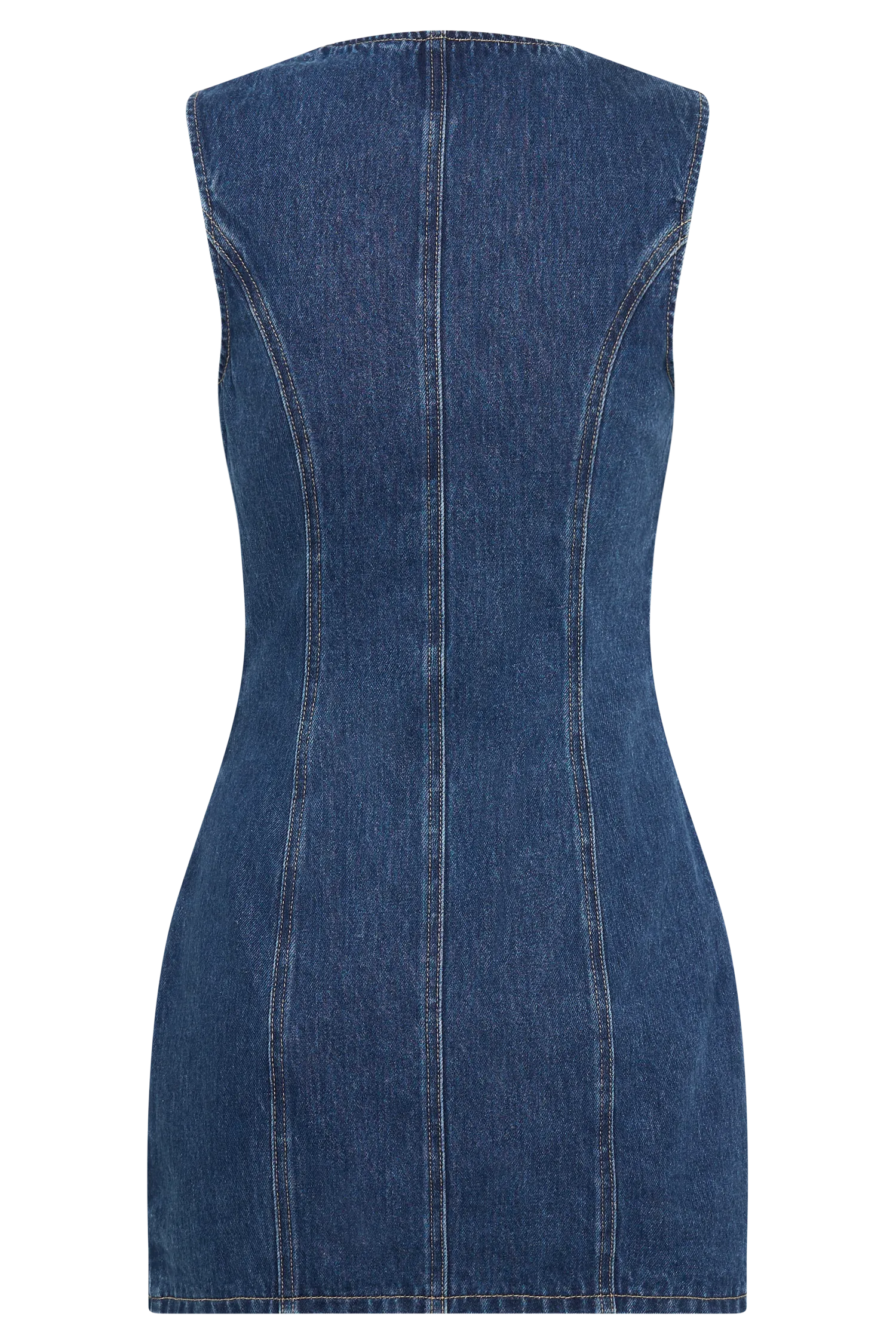 Jane Button Down Denim Mini Dress - Dark Blue