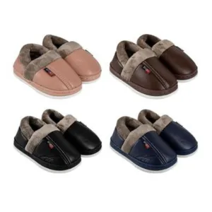 Kids PU Slippers with Plush Lining