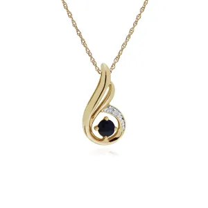 Klassische Saphir & Diamant Anhänger in 9ct Gelb Gold
