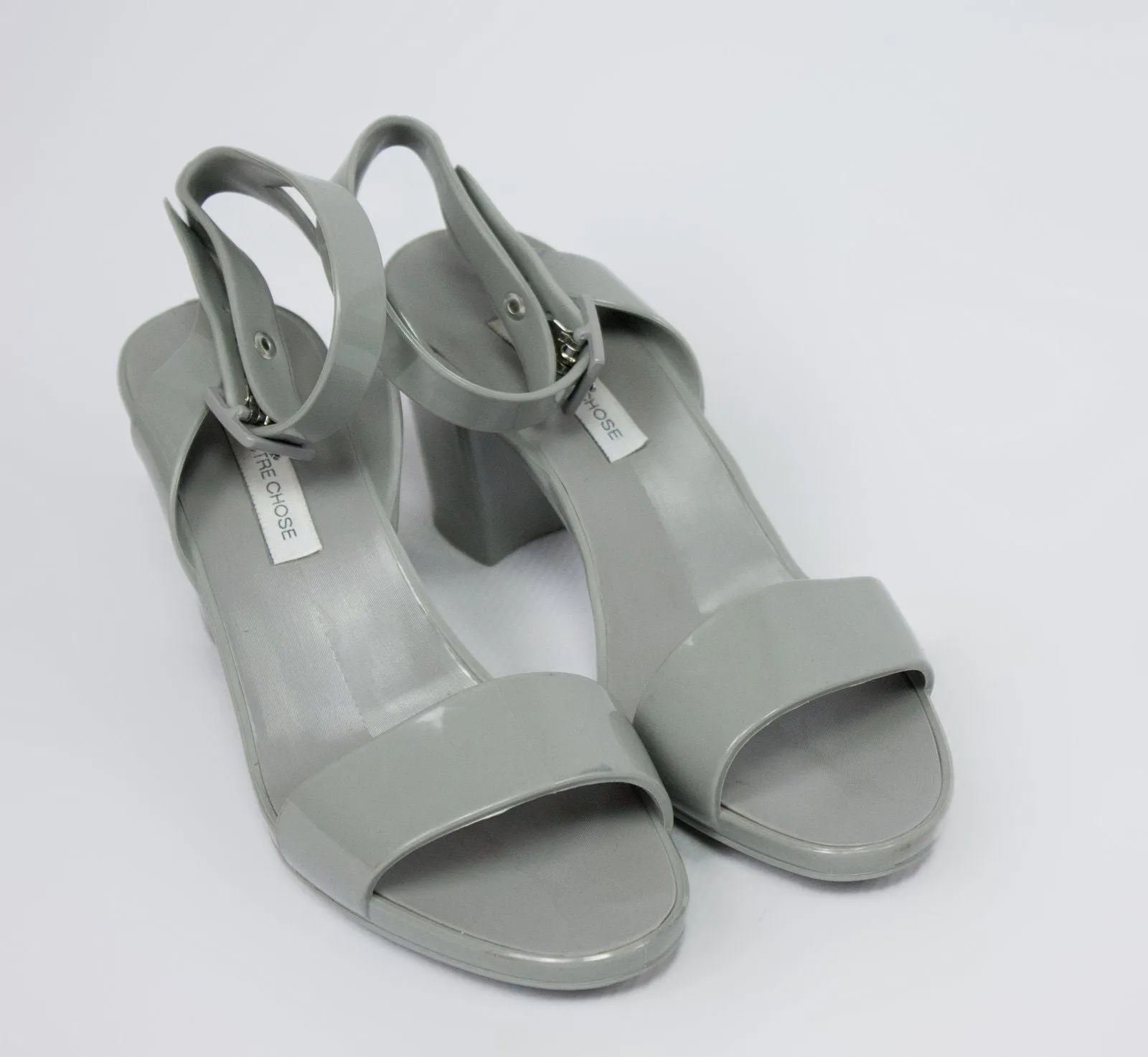 L'AUTRE CHOSE Gray Rubber Heel Sandals, EU 37/UK 4/US 6.5