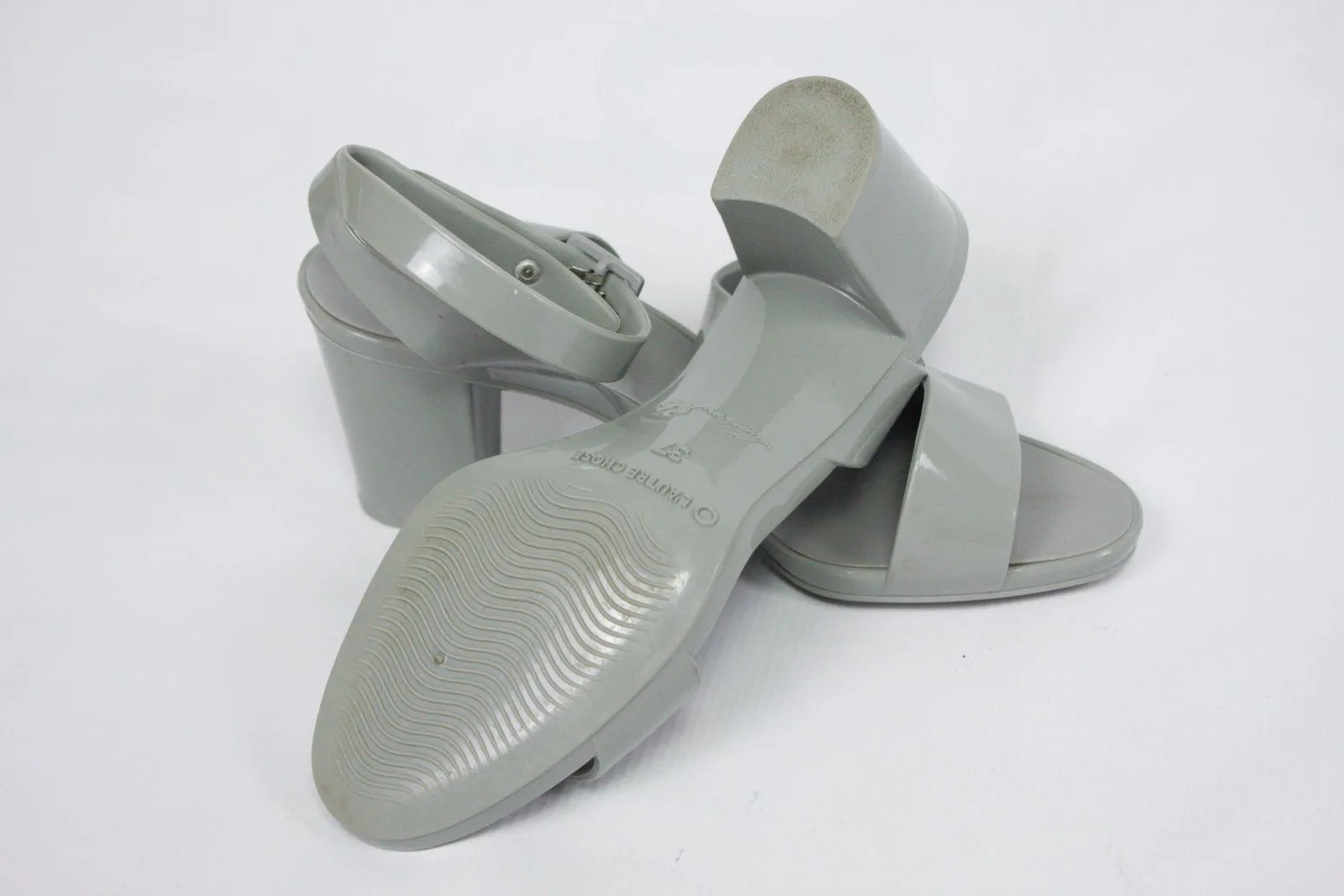 L'AUTRE CHOSE Gray Rubber Heel Sandals, EU 37/UK 4/US 6.5