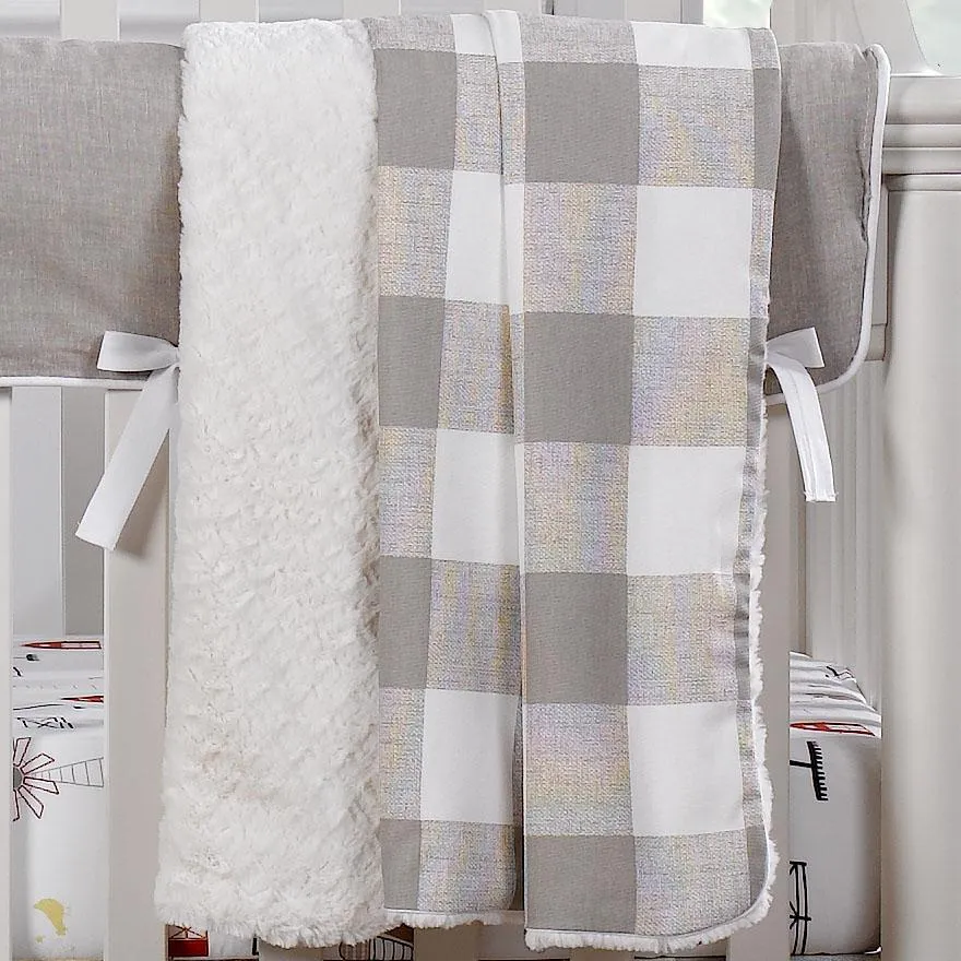 Liz & Roo Buffalo Check (Taupe) Minky Receiving Blanket