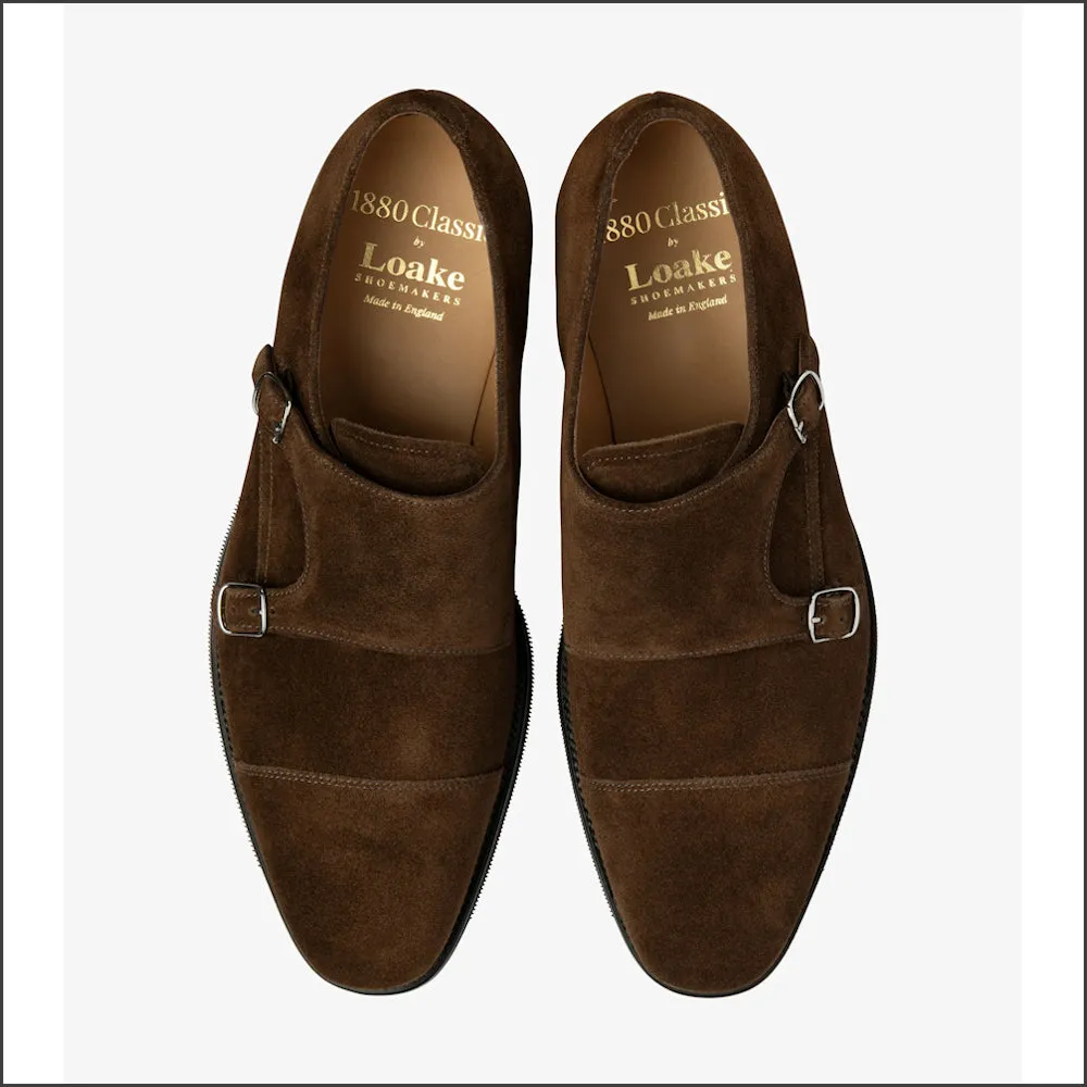 Loake Cannon Brown Suede Buckle Monk Shoe@