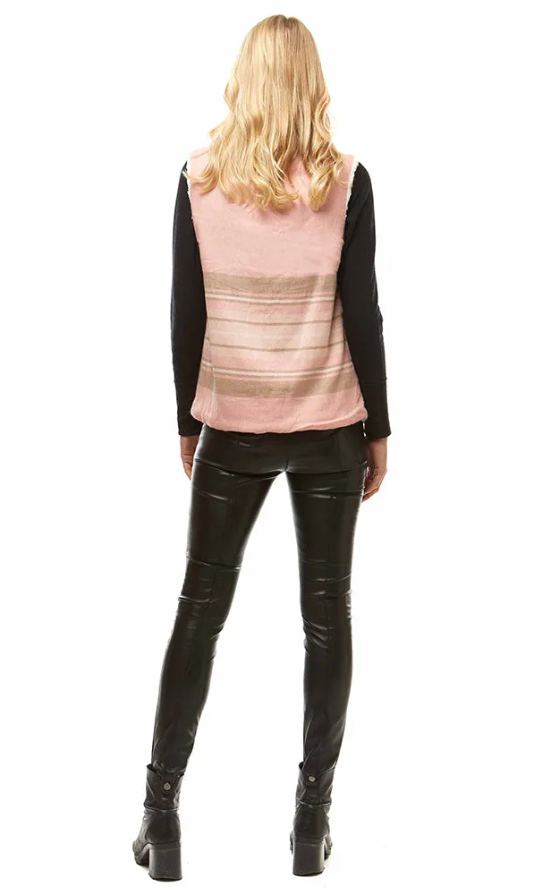 LOF948 Plaid Print Faux Fur Lining Vest
