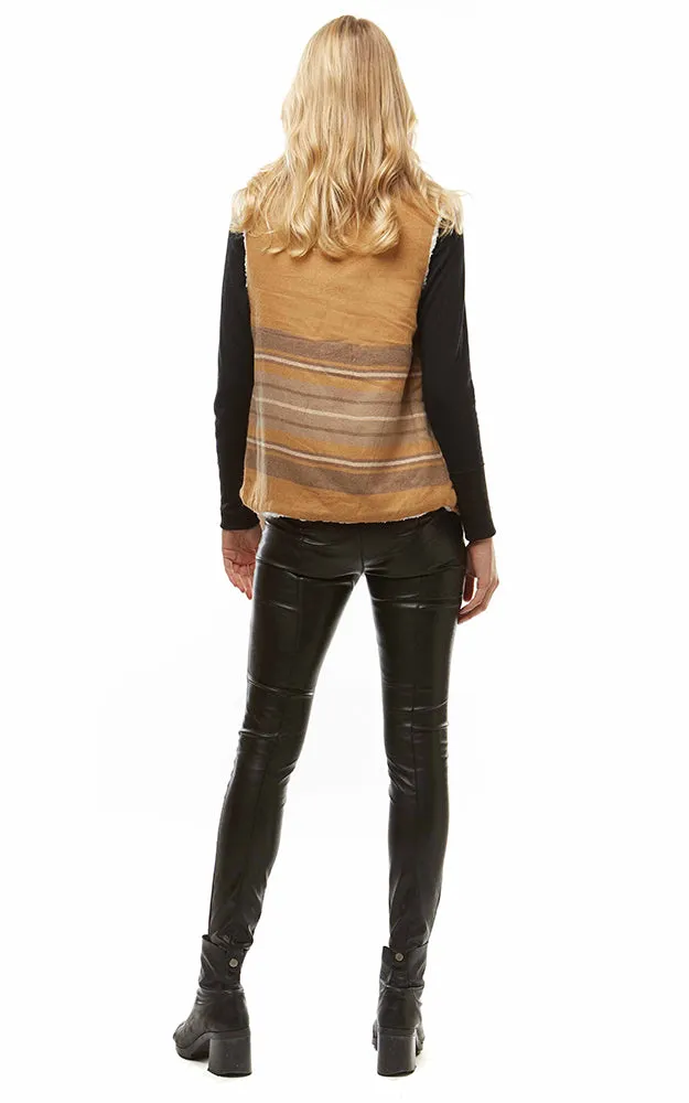 LOF948 Plaid Print Faux Fur Lining Vest