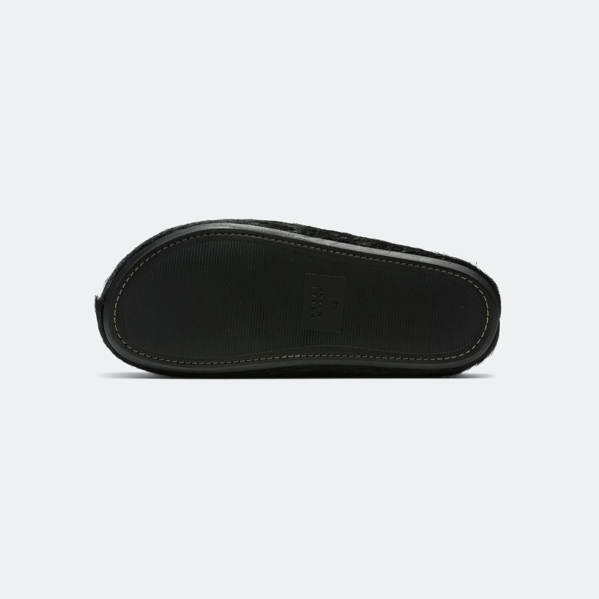 Long Hair Calfskin Fussbett Sabot - Black