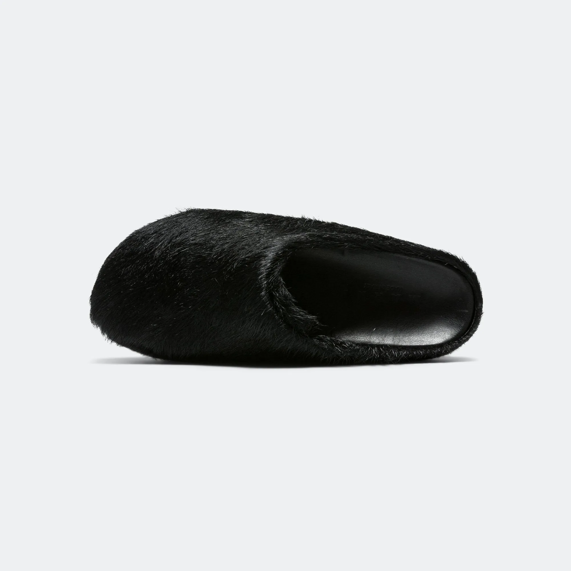 Long Hair Calfskin Fussbett Sabot - Black