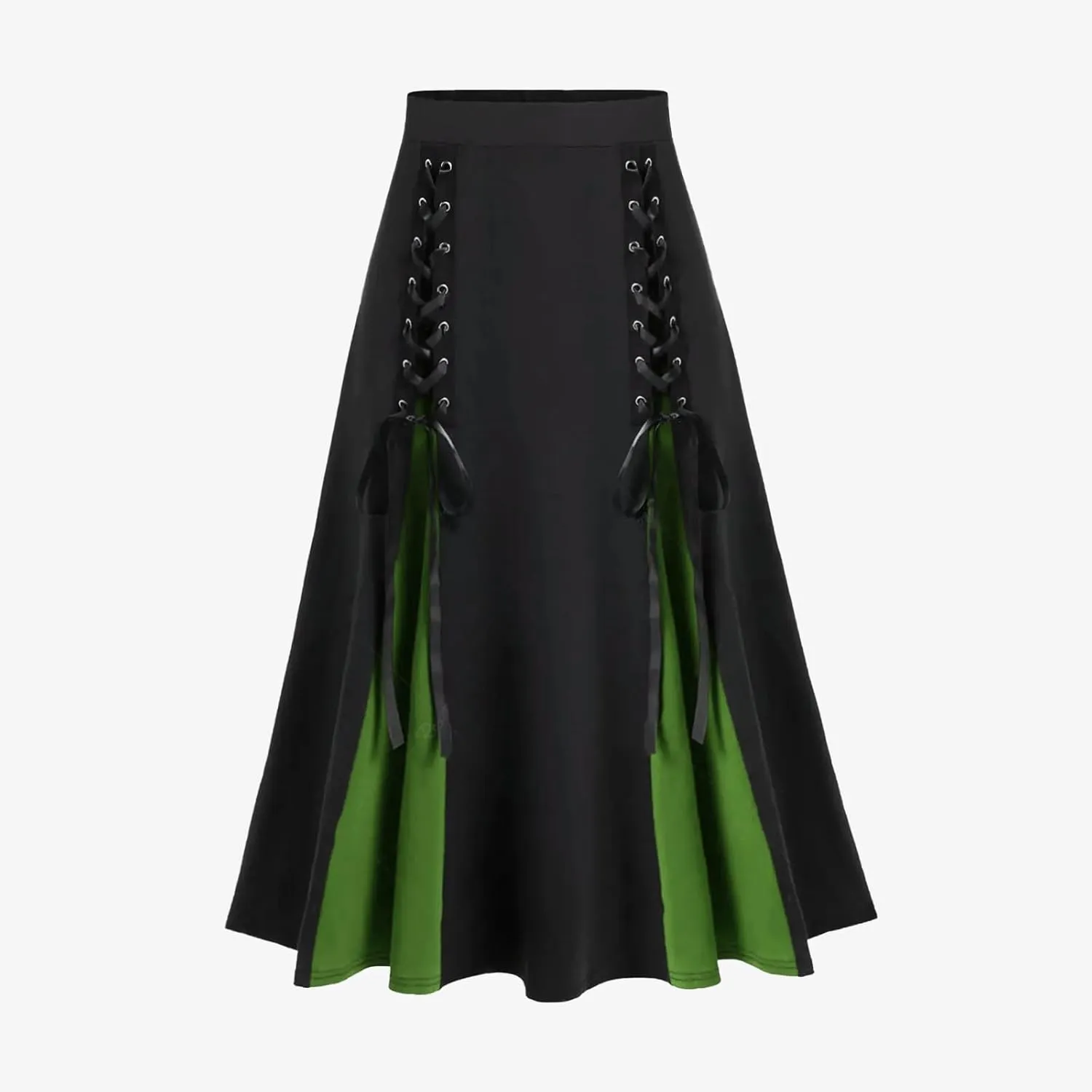 Maxi Skirts Women's Victorian Skirt Vintage A-Line Long Midi Skirt Lace Up Gothic Pleated Skirt Solid Long Skirts