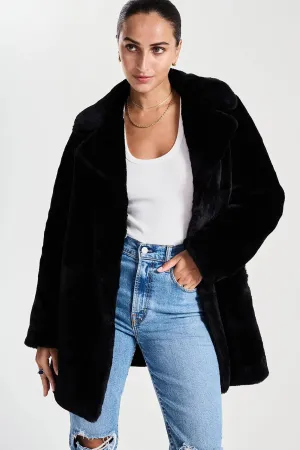 Minimalist Faux Fur Jacket Black
