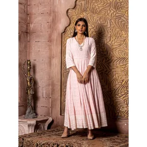 MONK & MEI Falak Pink Embroidered Dress