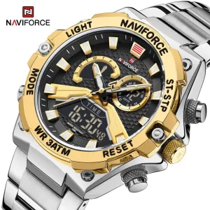 NAVIFORCE NF9207 Watches Men Military Fashion Quartz Luminous Dual Display Waterproof Male LED Digital Alarm Clock Clock Reloj Hombre