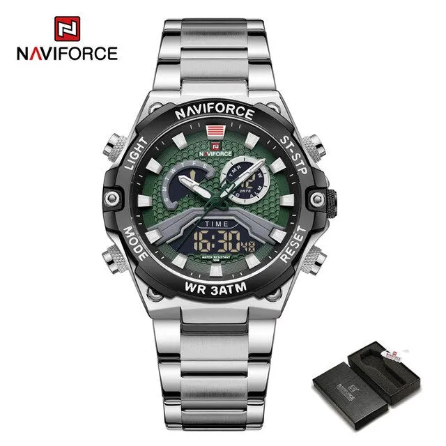 NAVIFORCE NF9207 Watches Men Military Fashion Quartz Luminous Dual Display Waterproof Male LED Digital Alarm Clock Clock Reloj Hombre