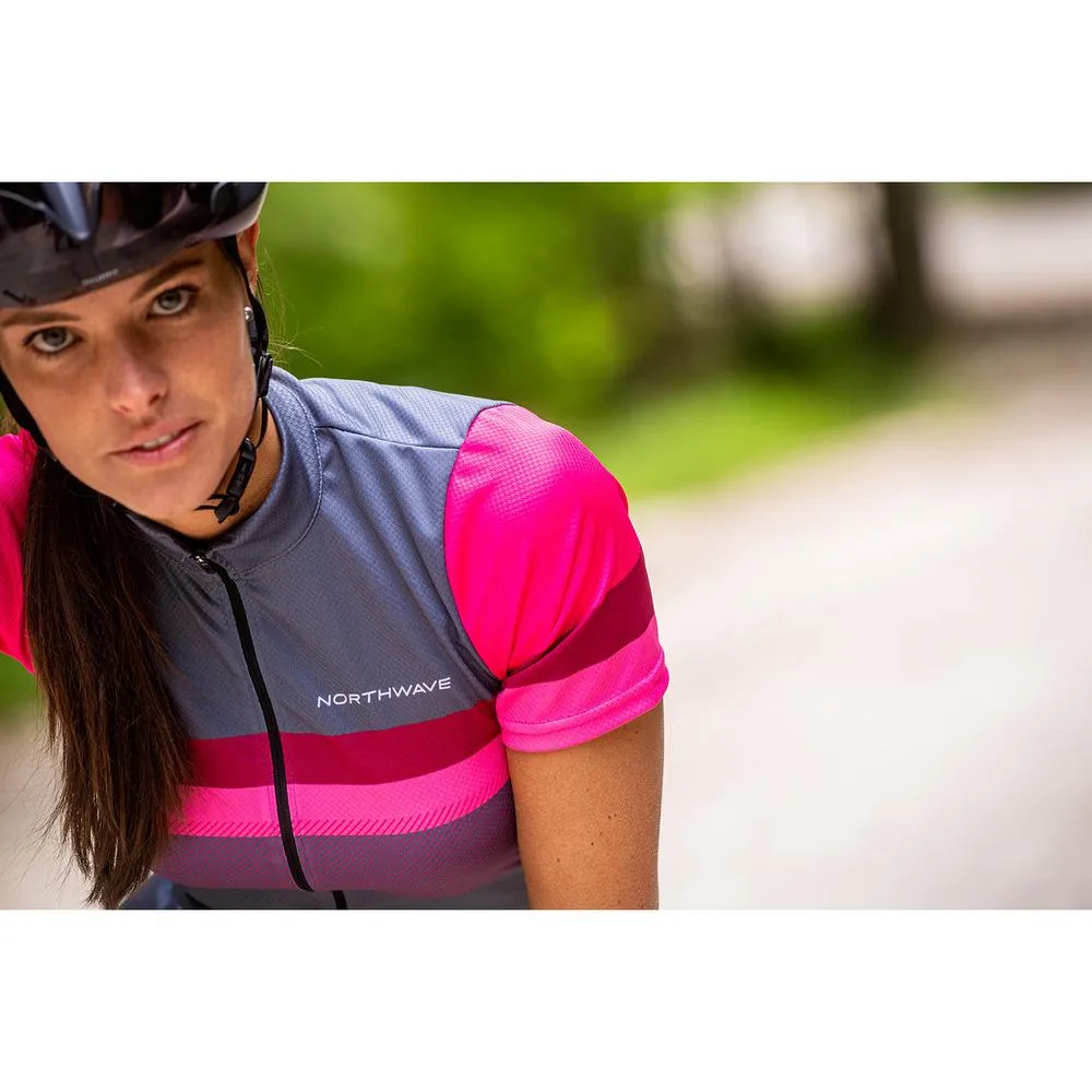 Northwave Origin Womens Jersey Short Sleeve - Gray/Magenta