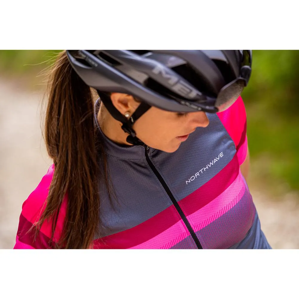 Northwave Origin Womens Jersey Short Sleeve - Gray/Magenta