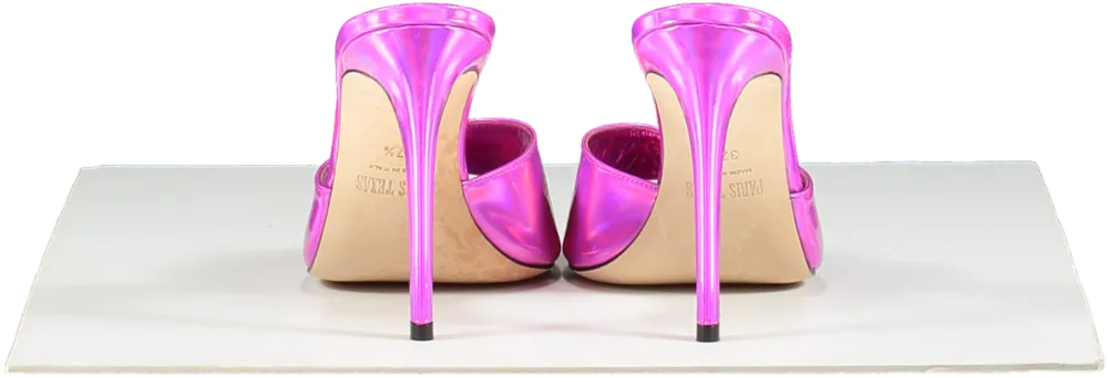 Paris Texas Fuchsia Pink Mirror Tech Fabric Stiletto Mules UK 4.5 EU 37.5 👠