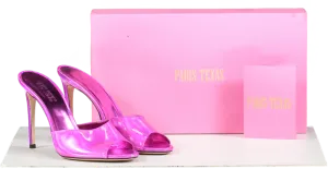 Paris Texas Fuchsia Pink Mirror Tech Fabric Stiletto Mules UK 4.5 EU 37.5 👠