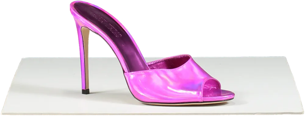 Paris Texas Fuchsia Pink Mirror Tech Fabric Stiletto Mules UK 4.5 EU 37.5 👠