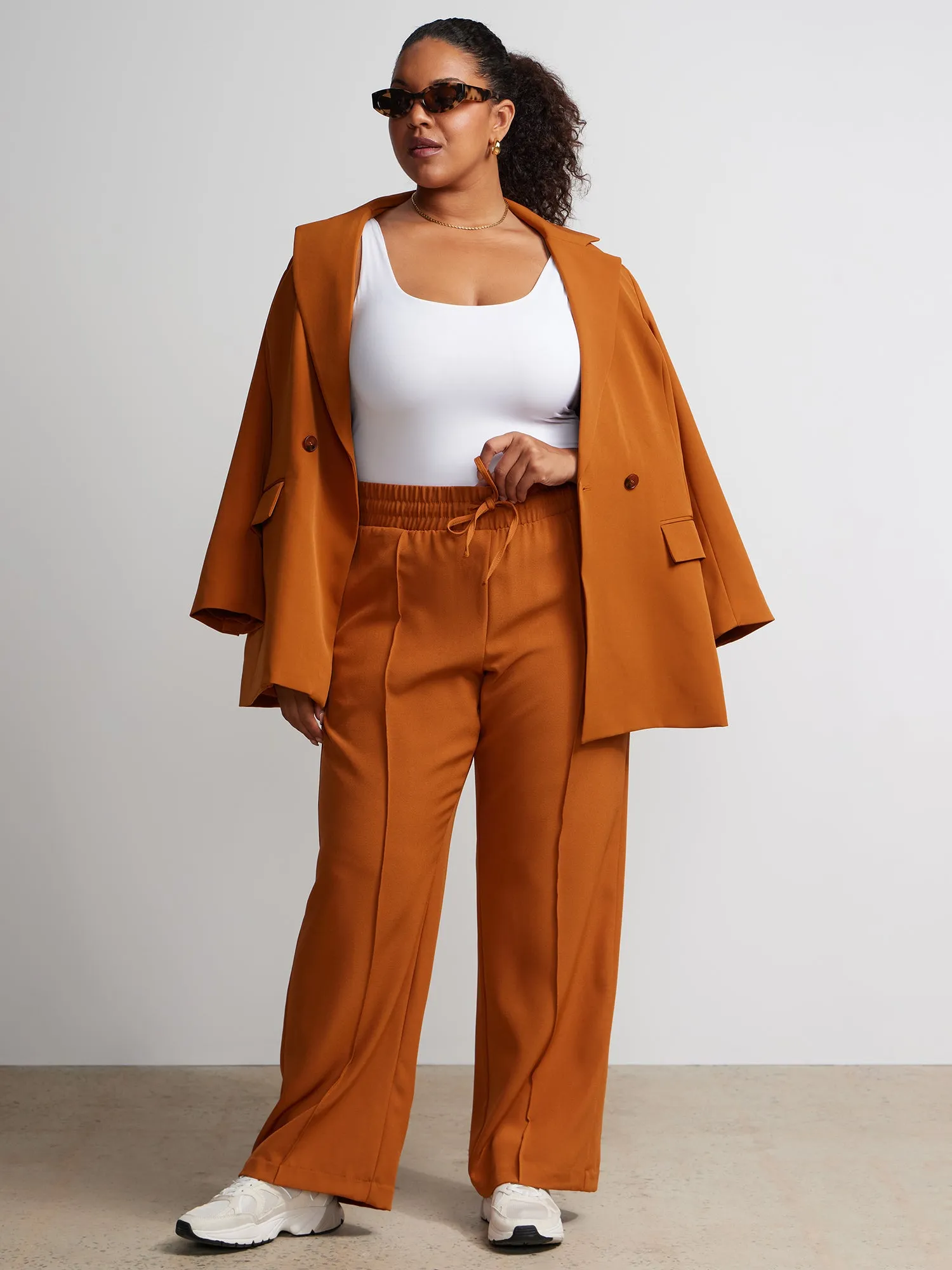 Plus Drawstring Wide Leg Pant