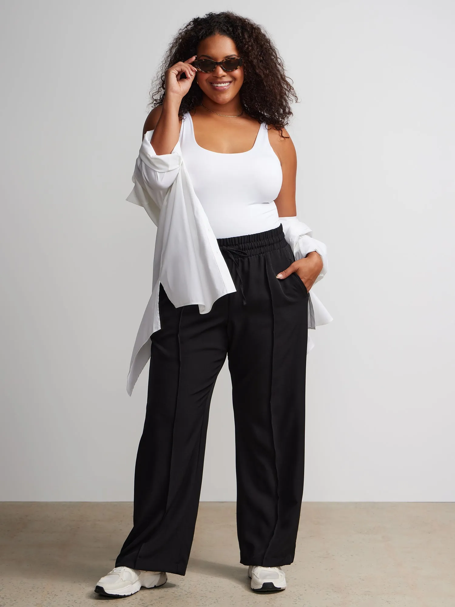 Plus Drawstring Wide Leg Pant
