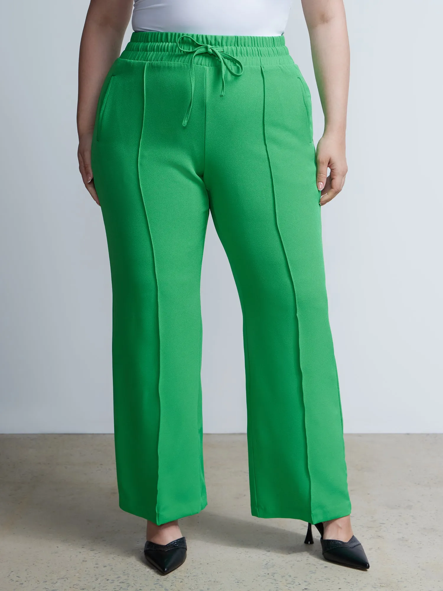 Plus Drawstring Wide Leg Pant