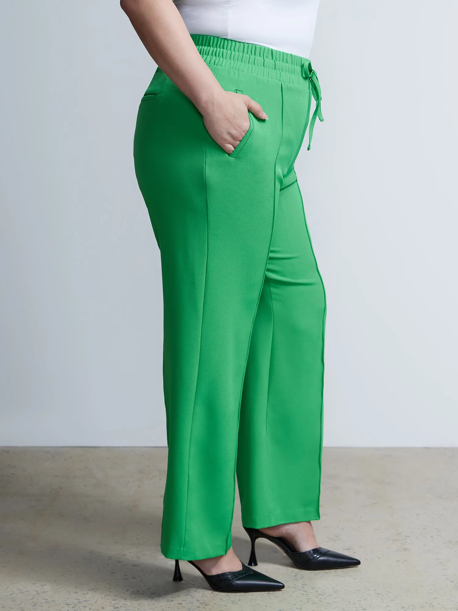 Plus Drawstring Wide Leg Pant