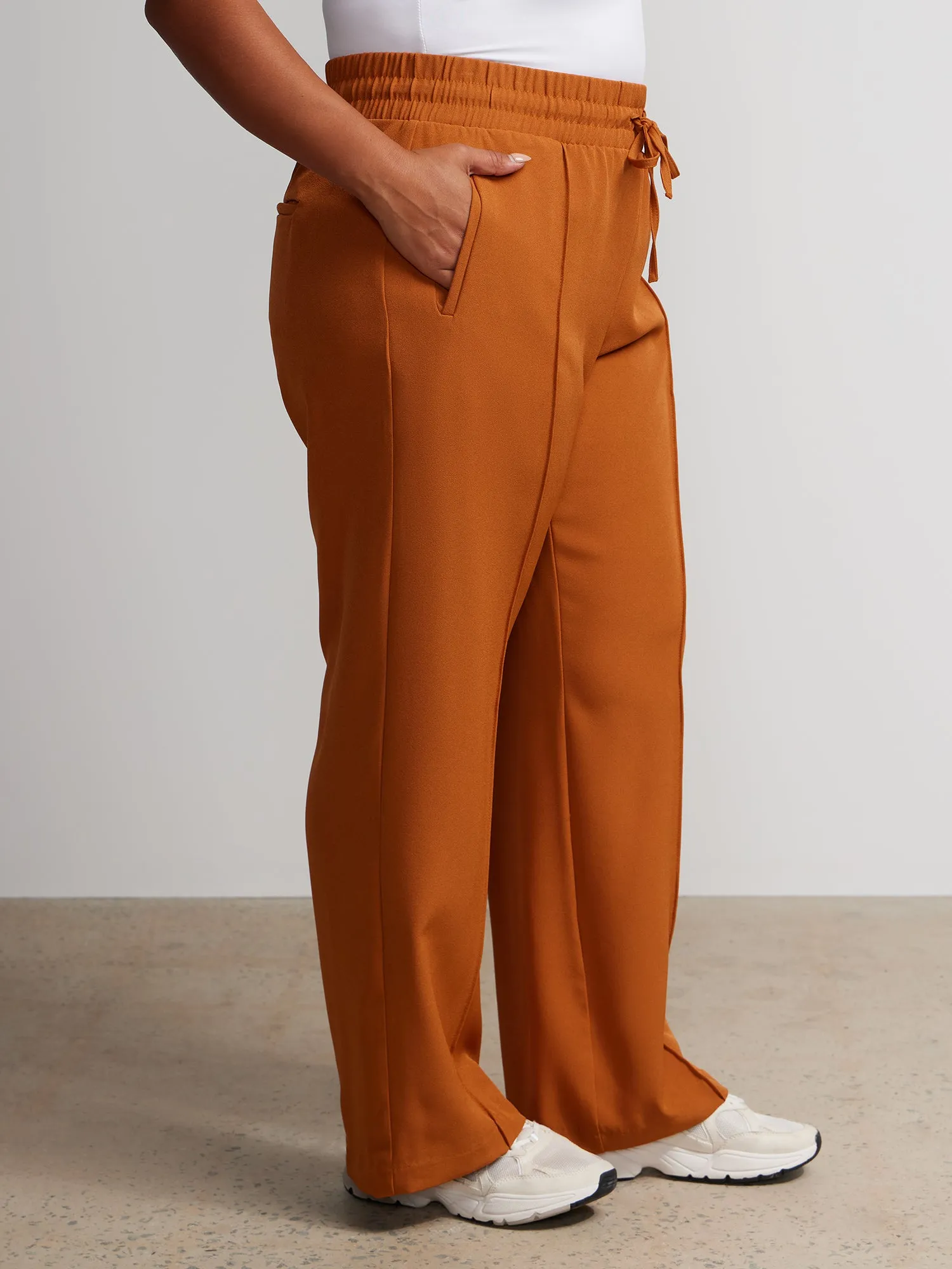 Plus Drawstring Wide Leg Pant