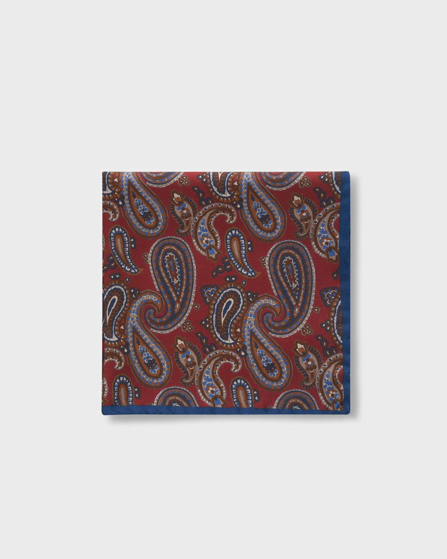 Red and Blue Silk Paisley Pocket Square