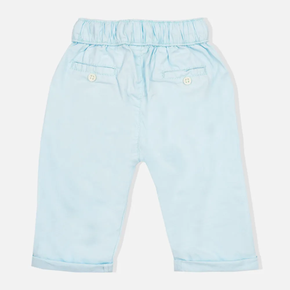 Sky Blue Elasticated Waist Cotton Pants