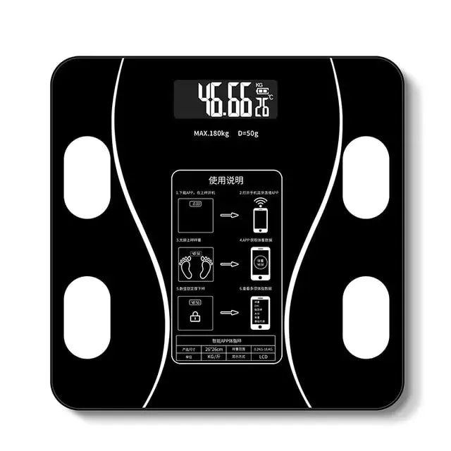 Smart Scale - Digital Bathroom BMI Weighing with Bluetooth Connectivity