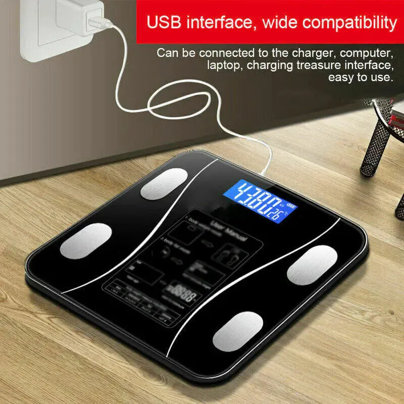 Smart Scale - Digital Bathroom BMI Weighing with Bluetooth Connectivity