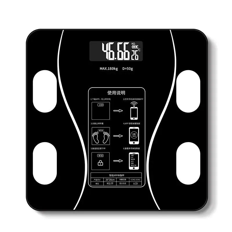 Smart Scale - Digital Bathroom BMI Weighing with Bluetooth Connectivity