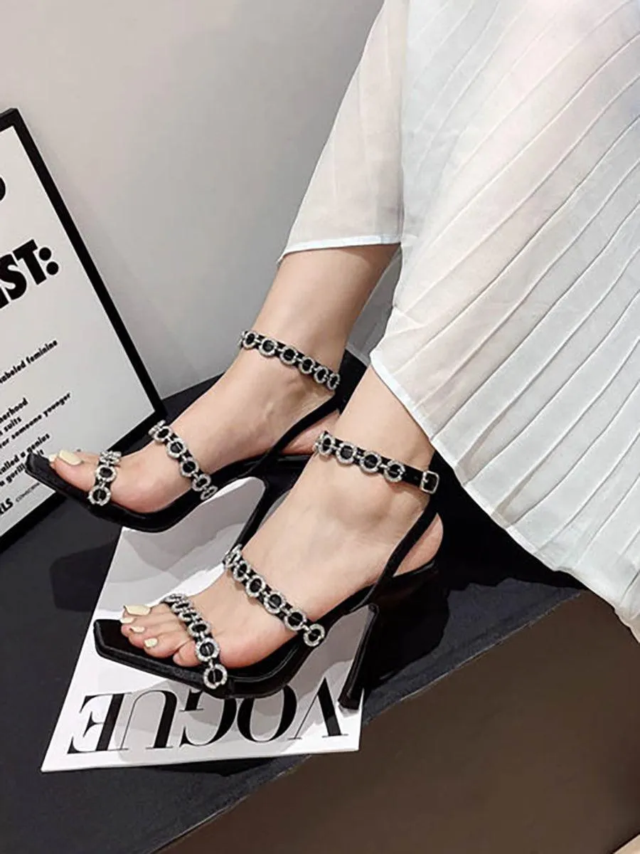 Stilettos One-strap Square Head High Heel Sandals MHE1088