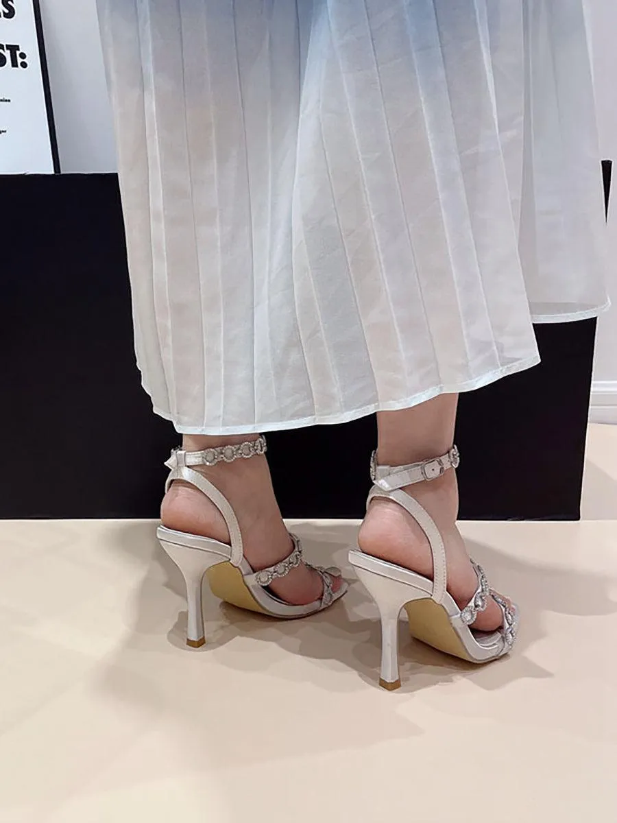 Stilettos One-strap Square Head High Heel Sandals MHE1088