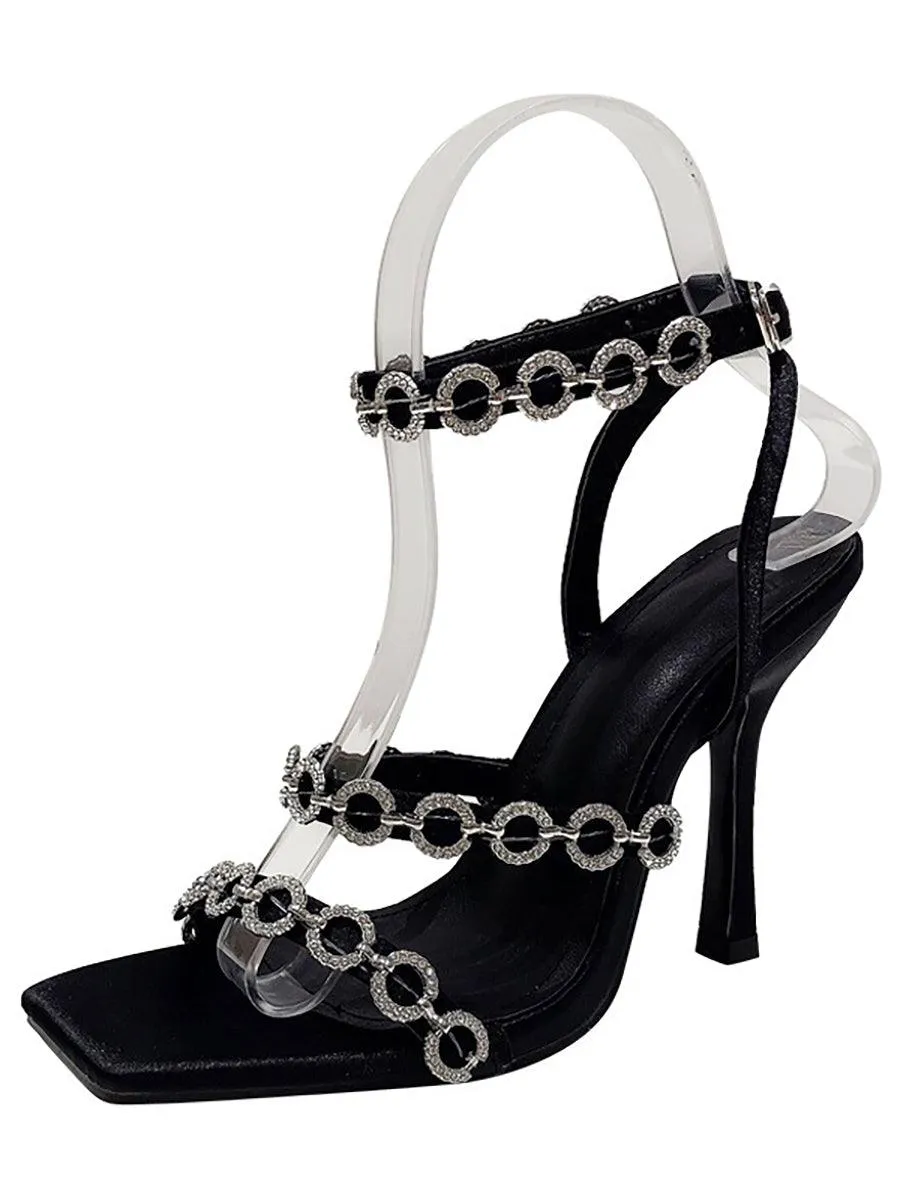 Stilettos One-strap Square Head High Heel Sandals MHE1088