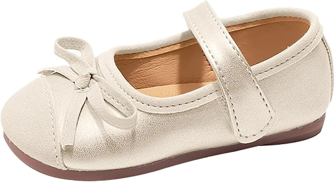 Toddler Baby Mary Jane Dress Shoes Sparkle Bow Ballerina Flats for Wedding Party Christmas Walking Girl Shoes