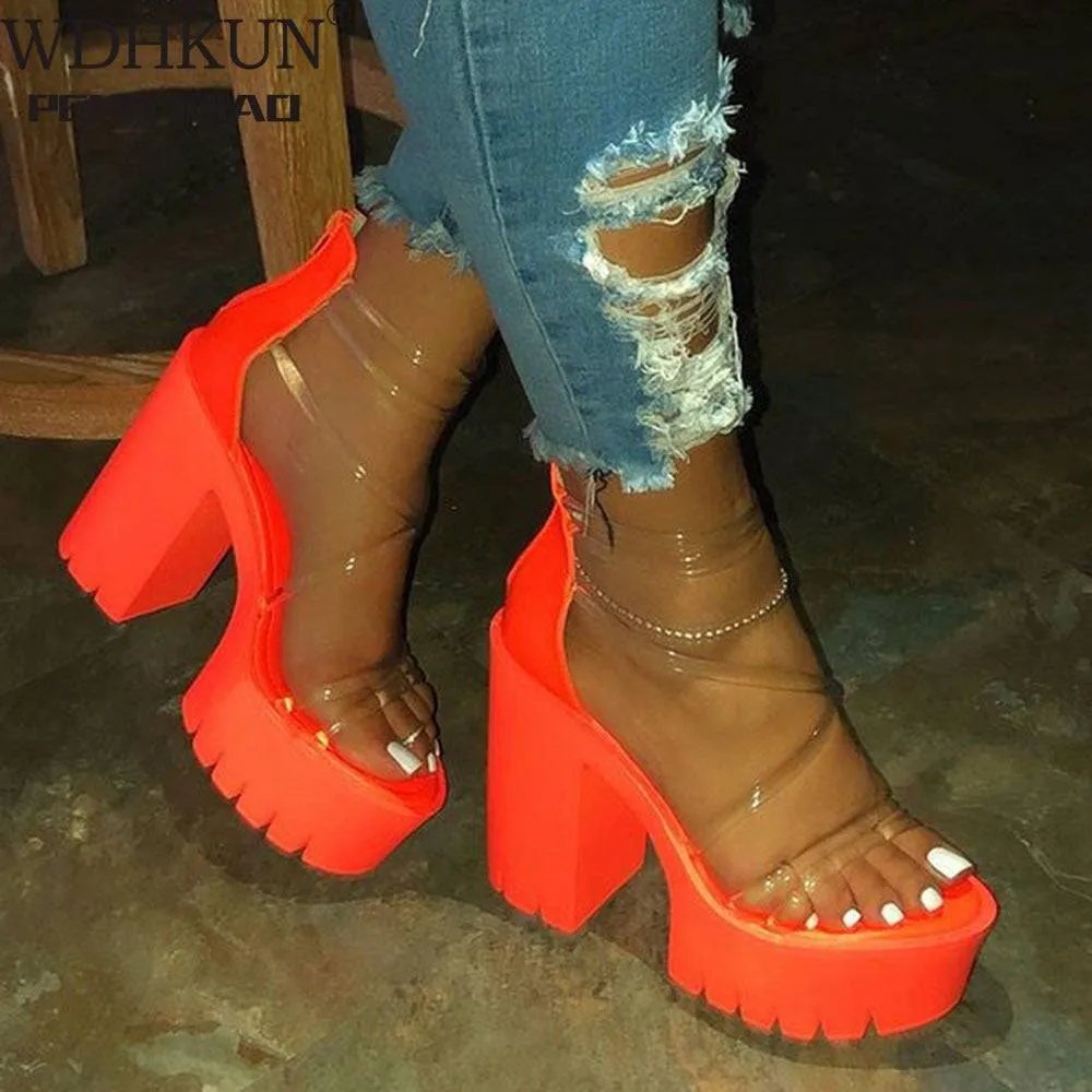 Transparent Gladiator Heel Sandals