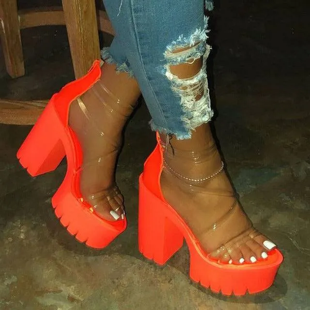Transparent Gladiator Heel Sandals