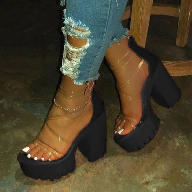 Transparent Gladiator Heel Sandals